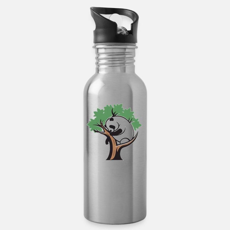 Panda dans un arbre - Gourde avec paille intégrée - argent clair