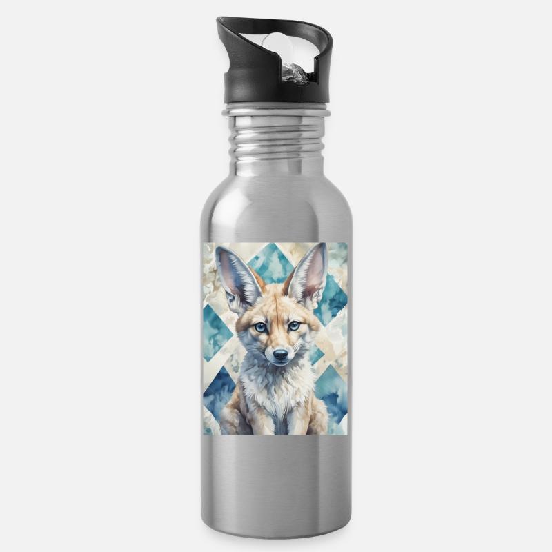 Colorful Elephant - Water bottle with straw - silver