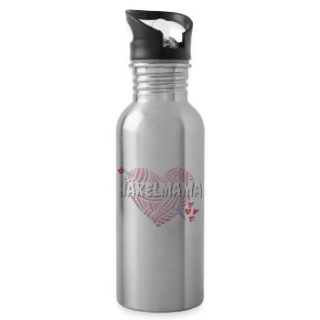 Häkelmama! Häkeln Mutter rosa Herz rot pink Mama - Trinkflasche mit integriertem Trinkhalm - Lightsilver - Rechts