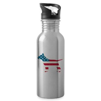 4th of July Bull Terrier Dog American Flag USA - Trinkflasche mit integriertem Trinkhalm - Lightsilver - Rechts