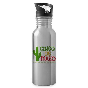 Cactus Cinco De Mayo Mexican Fiesta Mexico - Water bottle with straw - silver - Right