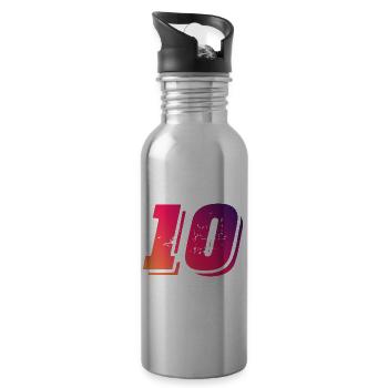 10 Zahl Symbol - Trinkflasche mit integriertem Trinkhalm - Lightsilver - Rechts