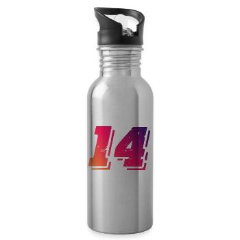 14 Zahl Symbol - Trinkflasche mit integriertem Trinkhalm - Lightsilver - Rechts