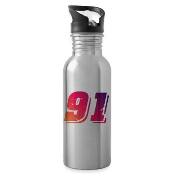 91 Number Symbol - Water bottle with straw - silver - Right
