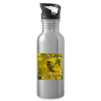 Bienen und Blüten sind miteinander verbunden - Trinkflasche mit integriertem Trinkhalm - Lightsilver - Rechts