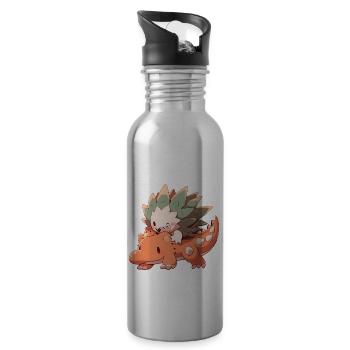 Niedlicher Igel reitet auf Dino - Trinkflasche mit integriertem Trinkhalm - Lightsilver - Rechts