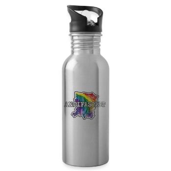 Rainbow of Antifa - Water bottle with straw - silver - Right