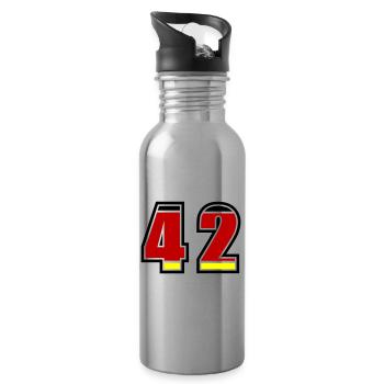42 Nummer Deutschland Trikot - Trinkflasche mit integriertem Trinkhalm - Lightsilver - Rechts
