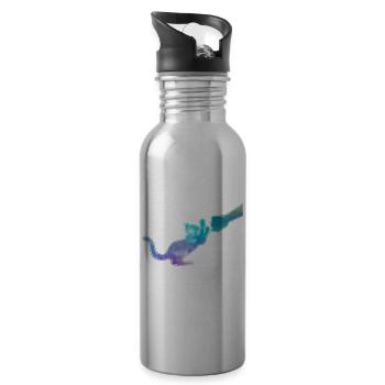 Pastel Cat Friends Feline Pet Lover - Water bottle with straw - silver - Right