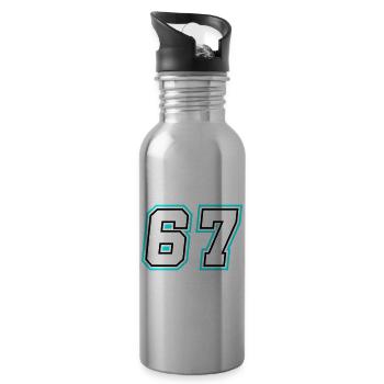67 number symbol - Water bottle with straw - silver - Right