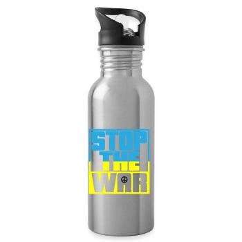 Colors can be changed | Stop the War | No war - Water bottle with straw - silver - Right
