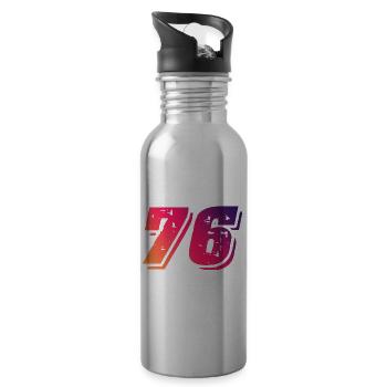 76 number symbol - Water bottle with straw - silver - Right