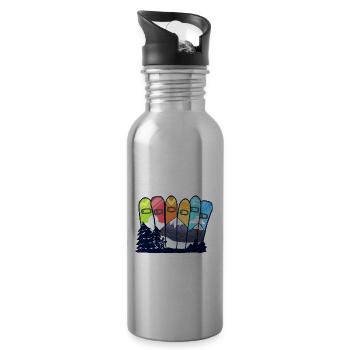 Snowboarding Colorful Snowboards Snowboarder - Water bottle with straw - silver - Right