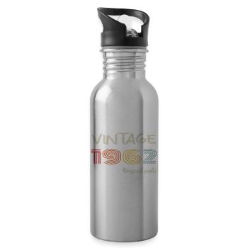 Original 1962 Vintage | Geburtstagsgeschenk 1962 - Trinkflasche mit integriertem Trinkhalm - Lightsilver - Rechts