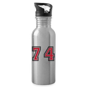 74 Number Symbol - Water bottle with straw - silver - Right