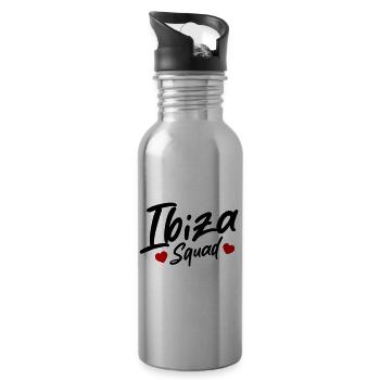 Ibiza Squad Heart - Water bottle with straw - silver - Right
