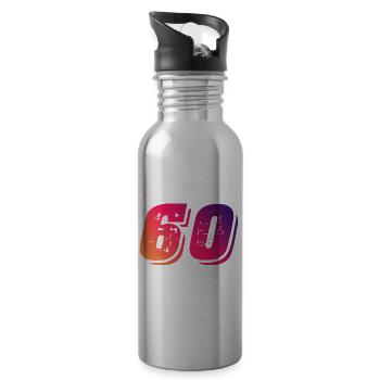 60 number symbol - Water bottle with straw - silver - Right