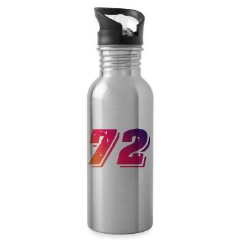 Symbole numérique 72 - Gourde avec paille intégrée - argent clair - Droite