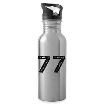 77 Zahl Trikot - Trinkflasche mit integriertem Trinkhalm - Lightsilver - Rechts