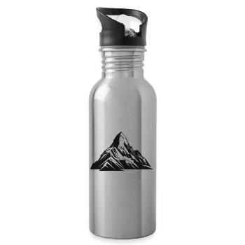 Mountains as a symbol of nature - Water bottle with straw - silver - Right