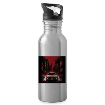 JDM Sportcar Tuning City Drift Gift Car - Water bottle with straw - silver - Right