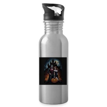 Vampire Couple Halloween Citrouille Chauve-souris Costume - Gourde avec paille intégrée - argent clair - Droite