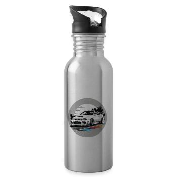JDM Sportcar Tuning Driftcar Car Gift PS - Water bottle with straw - silver - Right