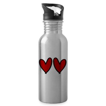 Herzen Love Symbol - Trinkflasche mit integriertem Trinkhalm - Lightsilver - Rechts