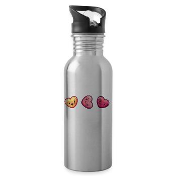 Hearts Love Colorful - Water bottle with straw - silver - Right