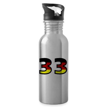 33 Zahl Deutschland Trikot - Trinkflasche mit integriertem Trinkhalm - Lightsilver - Rechts