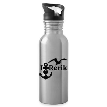 Rerik-Ich liebe Rerik mit Anker Herz & Möwe-Ostsee - Trinkflasche mit integriertem Trinkhalm - Lightsilver - Rechts