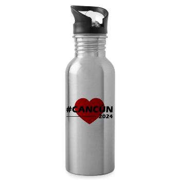 Cancun 2024 Amour du cœur - Gourde avec paille intégrée - argent clair - Droite