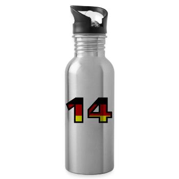 14 Zahl Deutschland Trikot - Trinkflasche mit integriertem Trinkhalm - Lightsilver - Rechts