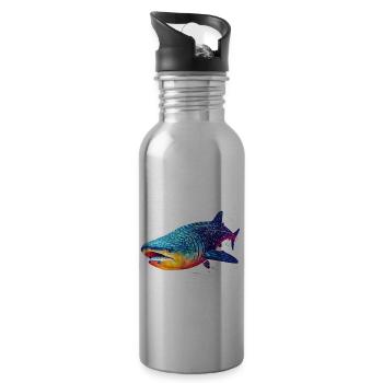 Requin-baleine - Gourde avec paille intégrée - argent clair - Droite
