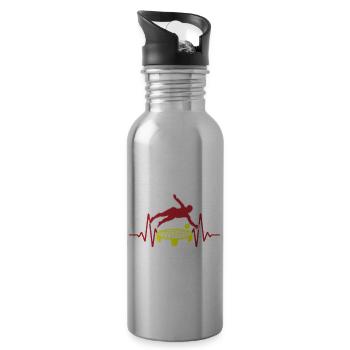 Spikeball Roundnet EKG Herzschlag Farben änderbar - Trinkflasche mit integriertem Trinkhalm - Lightsilver - Rechts