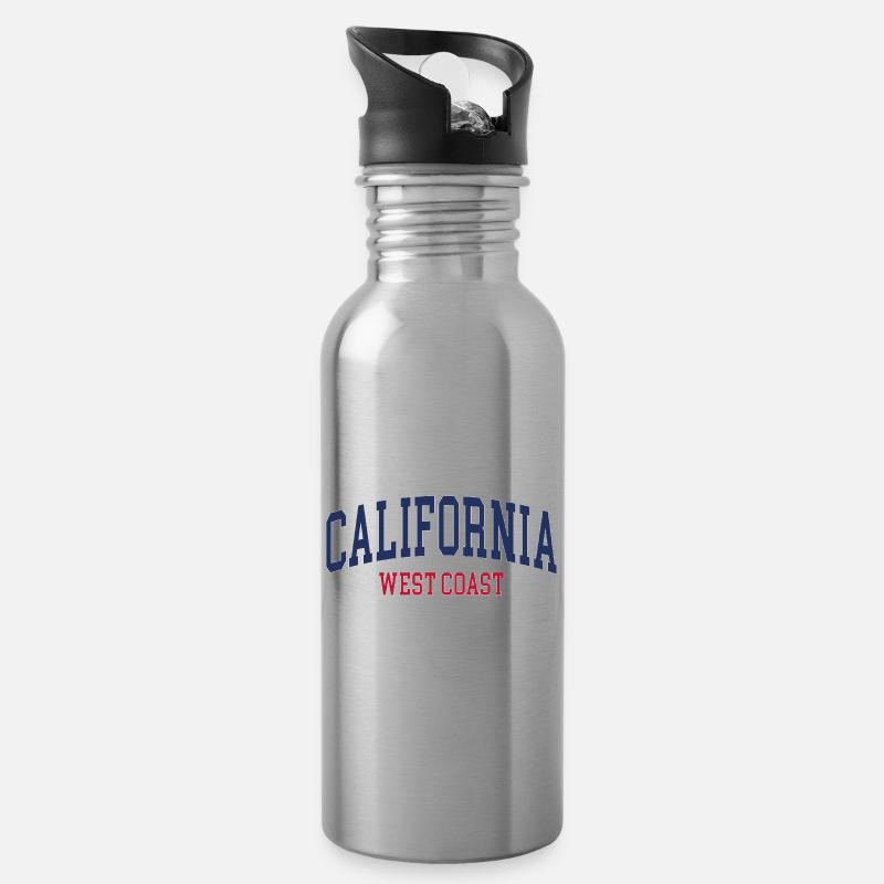 Kalifornien - Trinkflasche mit integriertem Trinkhalm - Lightsilver