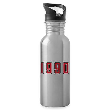 1990 year birthday - Water bottle with straw - silver - Right