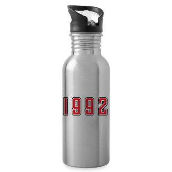 1992 year birthday - Water bottle with straw - silver - Right