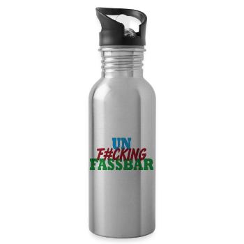 Un f#cking Fassbar | Farben änderbar - Trinkflasche mit integriertem Trinkhalm - Lightsilver - Rechts