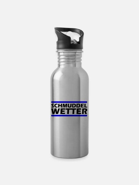 Schmuddel Wetter - Trinkflasche mit integriertem Trinkhalm - Lightsilver
