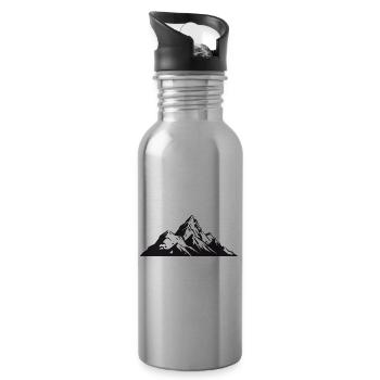 Mountains Alps Symbol - Water bottle with straw - silver - Right