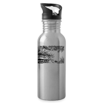Bäume - Trinkflasche mit integriertem Trinkhalm - Lightsilver - Rechts
