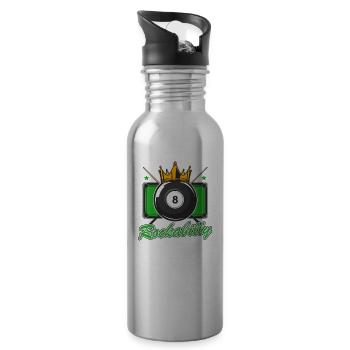 Rockabilly 50er Jahre Billard Spieler - Trinkflasche mit integriertem Trinkhalm - Lightsilver - Rechts
