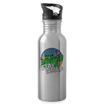 Alien Phone Selfie - Water bottle with straw - silver - Right