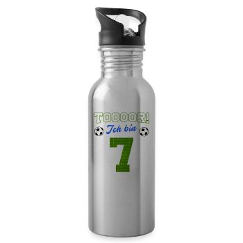 Tor Ich Bin 7 Fußball Fußballer 7. Geburtstag - Trinkflasche mit integriertem Trinkhalm - Lightsilver - Rechts