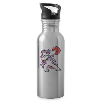 Dabbing Unicorn Frisbee Golf Disc Golf - Water bottle with straw - silver - Right