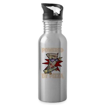 Pizza Skater Skateboard Powered By Pizza - Trinkflasche mit integriertem Trinkhalm - Lightsilver - Rechts