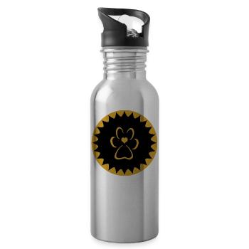 Hundepfote Hundefreunde - Trinkflasche mit integriertem Trinkhalm - Lightsilver - Rechts
