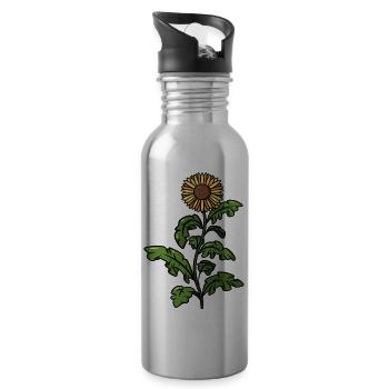 Sonnenblume Geschenkidee - riesige gelbe Blume - Trinkflasche mit integriertem Trinkhalm - Lightsilver - Rechts