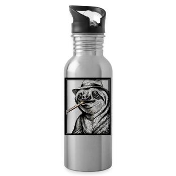 Sloth Noir - Trinkflasche mit integriertem Trinkhalm - Lightsilver - Rechts